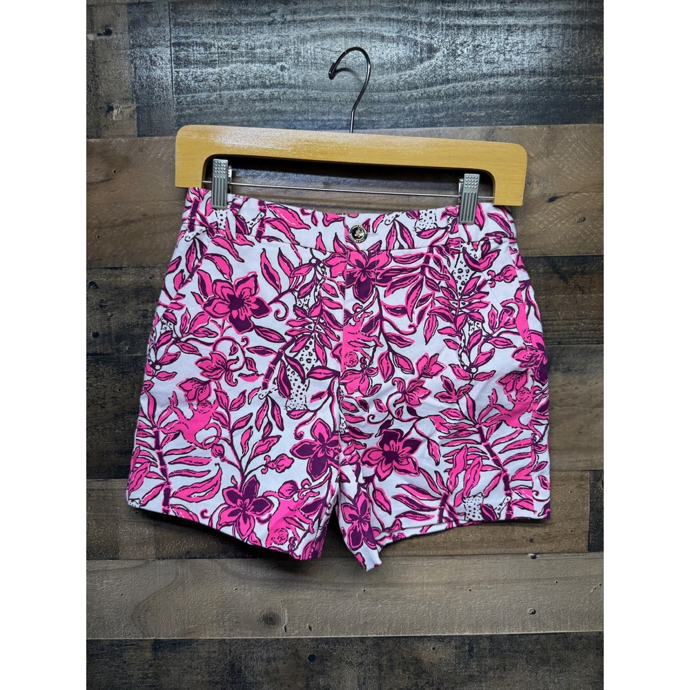 Lilly Pulitzer Gretchen High Rise 5 Pocket Shorts Elderflower Blossom Size 0‎